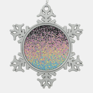 Trippy Funky Pixelated Polygender Pride Flag Snowflake Pewter Christmas Ornament