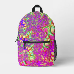 Trippy Funky Vibrant Neon Groovy Acid Trip Fractal Printed Backpack