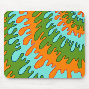 Trippy Green Orange Liquid Drip Stripe Y2K Pattern Mouse Pad