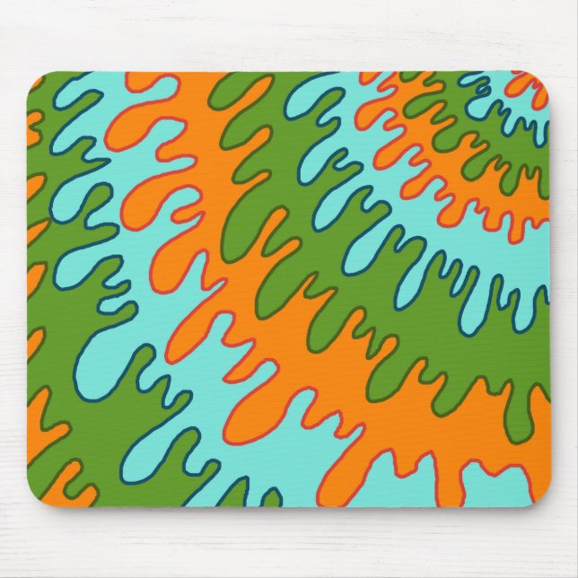 Trippy Green Orange Liquid Drip Stripe Y2K Pattern Mouse Pad (Front)