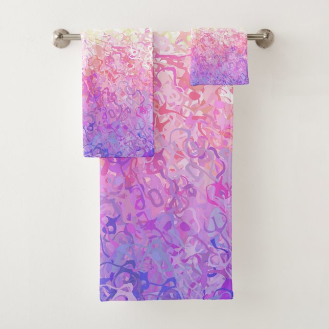 Trippy Groovy Boho Abstract Genderdoe Pride Flag Bath Towel Set (Insitu)