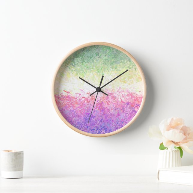 Trippy Groovy Boho Abstract Genderdoe Pride Flag Clock (Home)