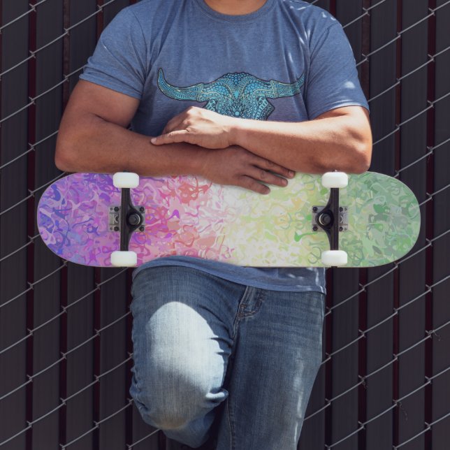 Trippy Groovy Boho Abstract Genderdoe Pride Flag Skateboard (Outdoor 3)