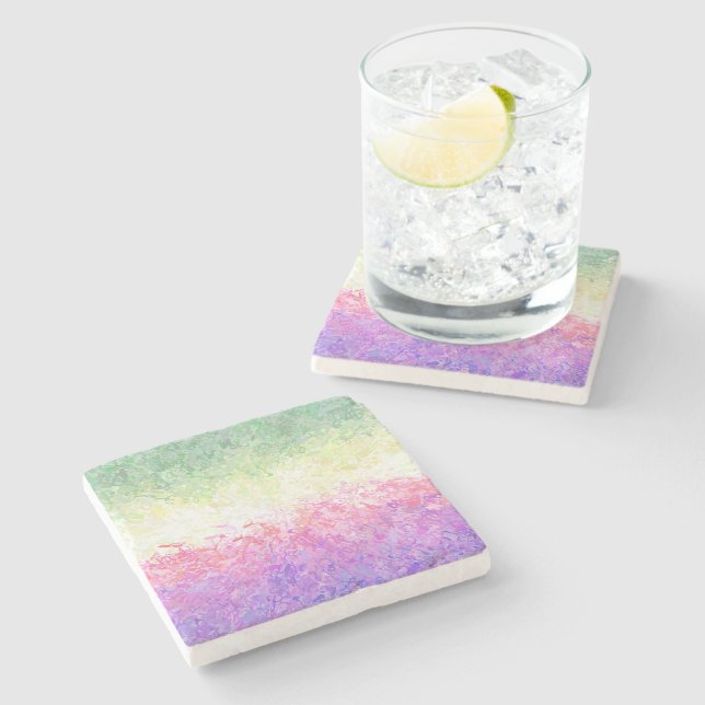 Trippy Groovy Boho Abstract Genderdoe Pride Flag Stone Coaster (Side)