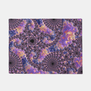 Trippy Groovy Boho Colourful Jewel Tone Fractal Ar Doormat