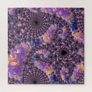 Trippy Groovy Boho Colourful Jewel Tone Fractal Ar Jigsaw Puzzle