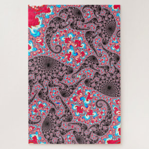 Trippy Groovy Boho Hippie Spiralling Fractal Art Jigsaw Puzzle