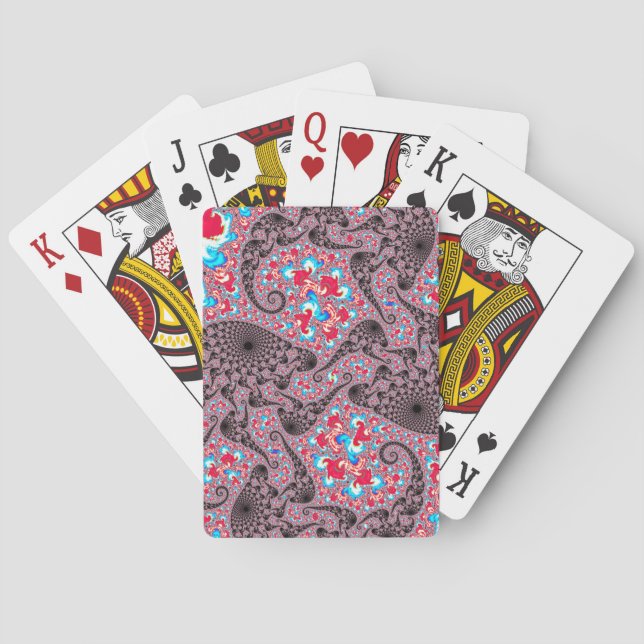 Trippy Groovy Boho Hippie Spiralling Fractal Art Playing Cards (Back)