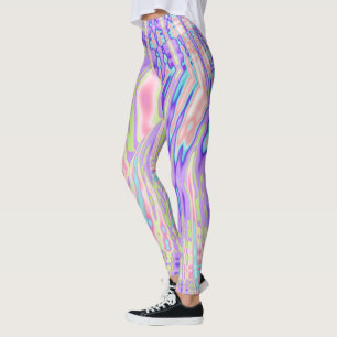 Trippy Groovy Colourful Blobs Digital Abstract Art Leggings