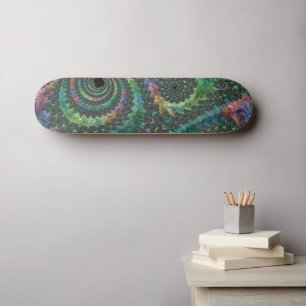 Trippy Groovy Colourful Jewel Tone Fractal Art Skateboard