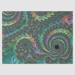 Trippy Groovy Colourful Jewel Tone Fractal Art Tissue Paper