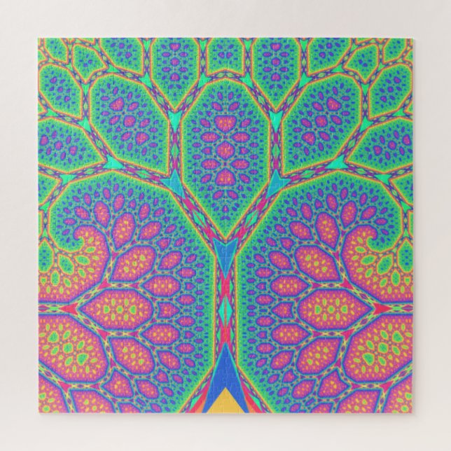 Trippy Groovy Mathematical Geometric Fractal Tree Jigsaw Puzzle (Vertical)