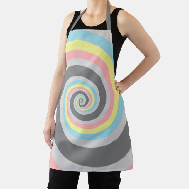 Trippy Groovy Spiral Abstract Demiflux Pride Flag Apron (Insitu)
