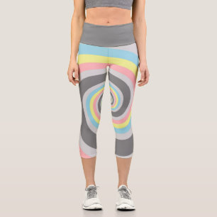 Trippy Groovy Spiral Abstract Demiflux Pride Flag Capri Leggings