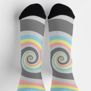 Trippy Groovy Spiral Abstract Demiflux Pride Flag Socks
