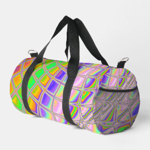 Trippy Groovy Vibrant Abstract Digital Fractal Art Duffle Bag