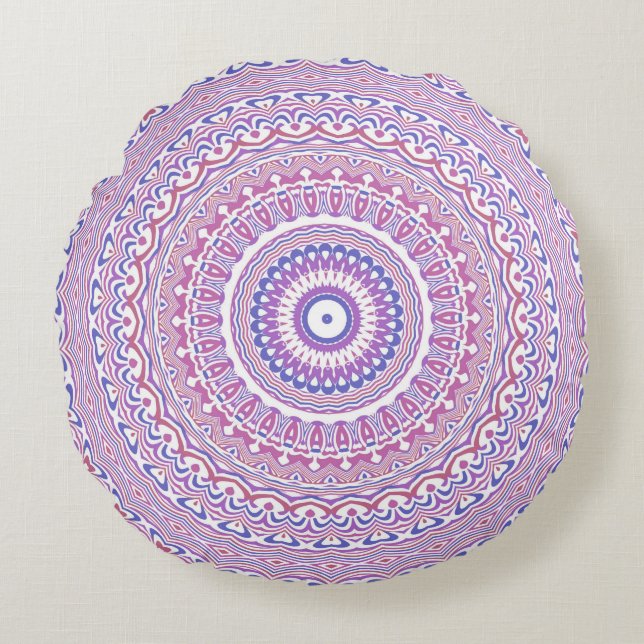 Trippy Hippie Boho Groovy Bohemian Kaleidoscope  Round Cushion (Front)
