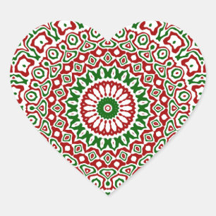 Trippy Hippie Groovy Boho Funky Christmas Mandala Heart Sticker