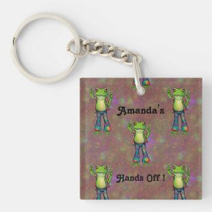 Trippy Hippie Psychedelic Frog Peace Retro Custom Key Ring