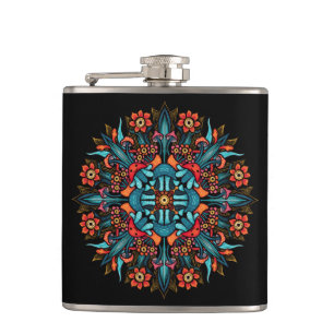 Trippy hippie psychedelic groovy mushroom weird hip flask