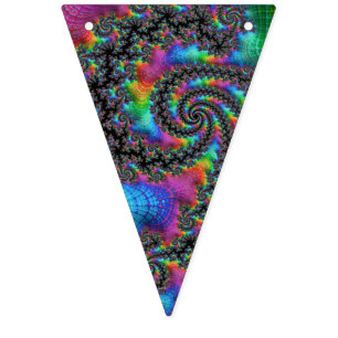 Trippy Hippie Psychedelic Rainbow Spiral Fractal Bunting
