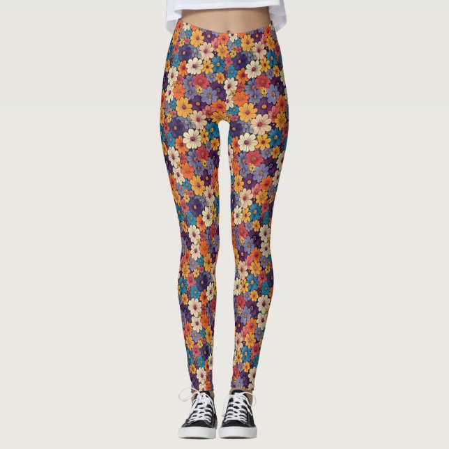 Trippy Hippy Flower Power Leggings (Front)