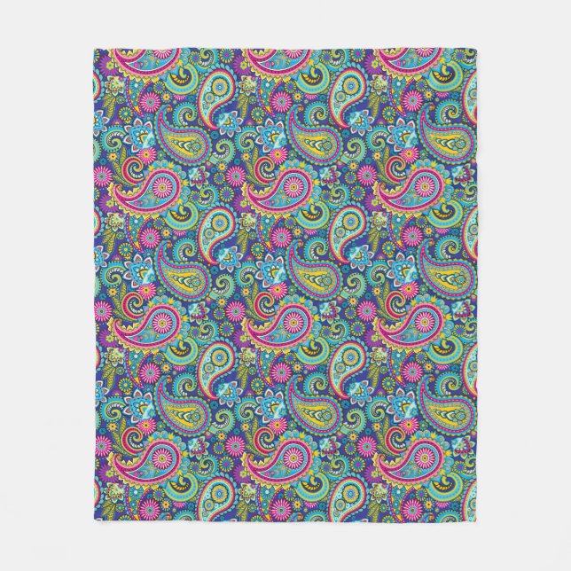 Trippy Hippy Paisley Fleece Blanket (Front)