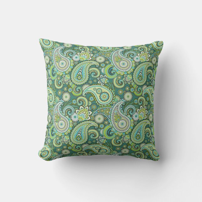 Trippy Hippy Paisley Throw Pillow (Front)