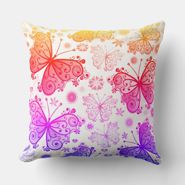 Trippy Hippy Retro Butterfly Cushion (Front)