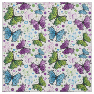 Trippy Hippy Retro Butterfly Fabric