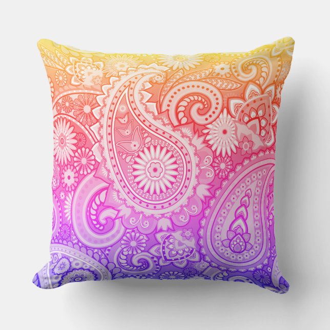 Trippy Hippy Retro Paisley Cushion (Front)