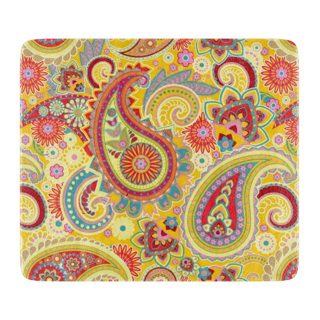Trippy Hippy Retro Paisley Cutting Board (Front)