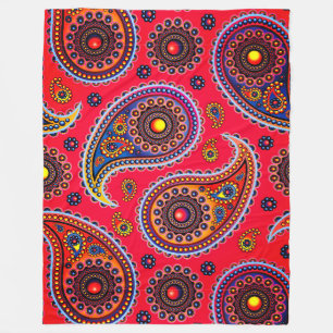 Trippy Hippy Retro Paisley Fleece Blanket