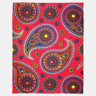 Trippy Hippy Retro Paisley Fleece Blanket
