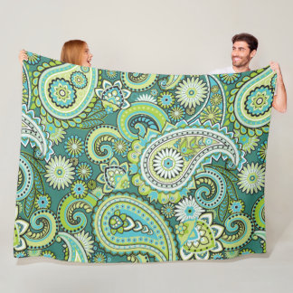 Trippy Hippy Retro Paisley Fleece Blanket