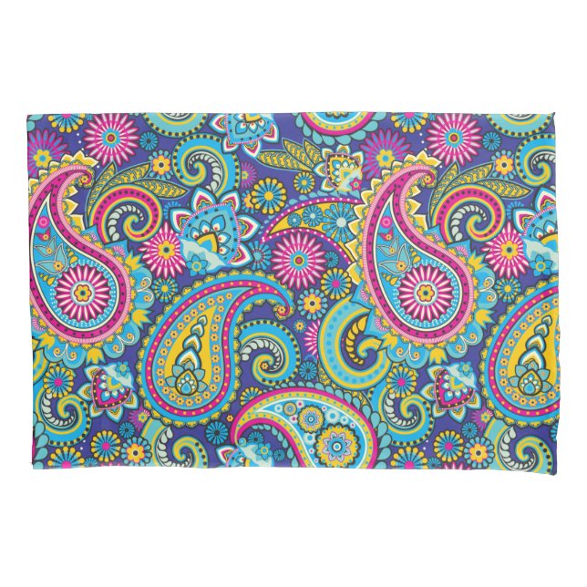 Trippy Hippy Retro Paisley Pillowcase (Front)