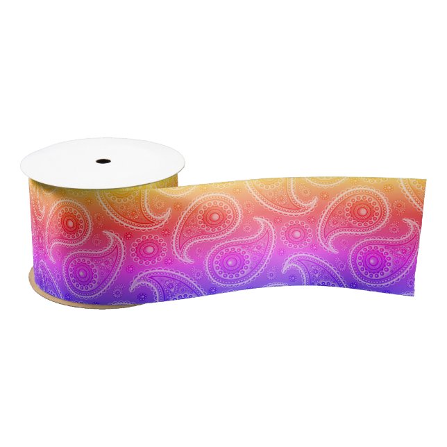 Trippy Hippy Retro Paisley Satin Ribbon (Spool)