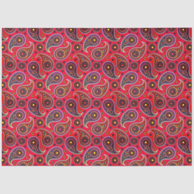 Trippy Hippy Retro Paisley Tissue Paper (Front)