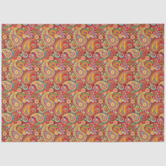 Trippy Hippy Retro Paisley Tissue Paper (Front)