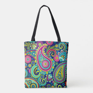 Trippy Hippy Retro Paisley Tote Bag