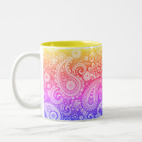 Trippy Hippy Retro Paisley Two-Tone Coffee Mug