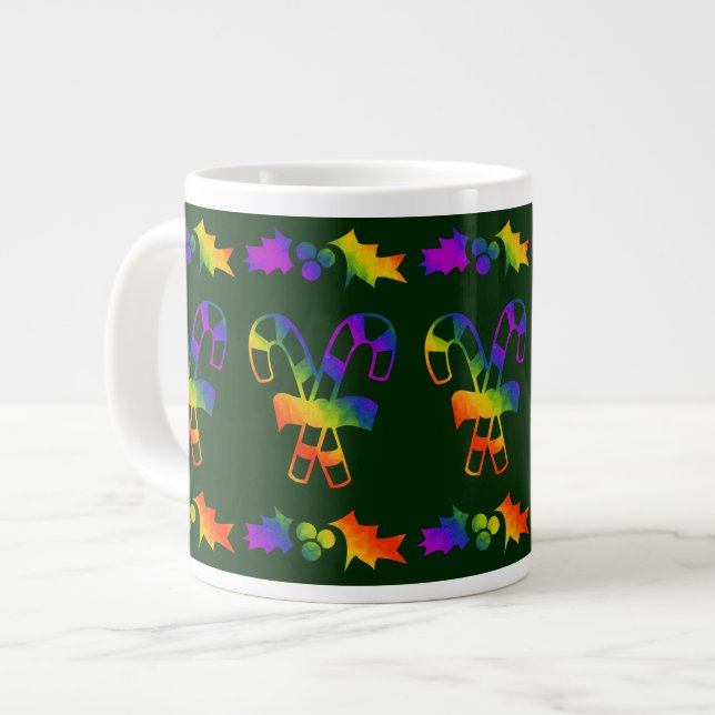 Trippy Holly Canes Large Coffee Mug (Front Left)