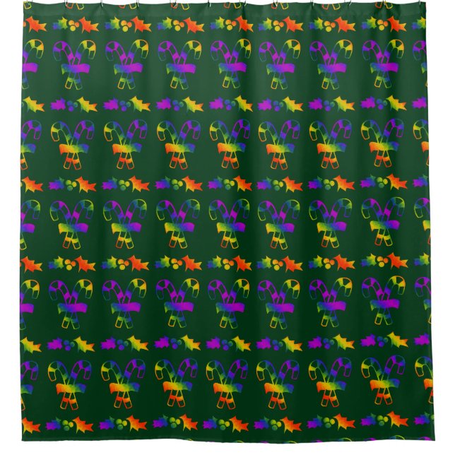 Trippy Holly Canes Shower Curtain (Front)