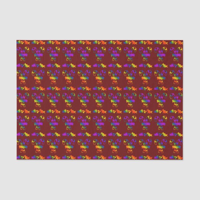 Trippy Holly Canes Tissue Paper (Front)