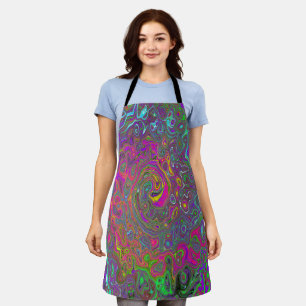 Trippy Hot Pink Abstract Retro Liquid Swirl Apron
