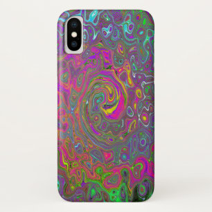 Trippy Hot Pink Abstract Retro Liquid Swirl iPhone X Case
