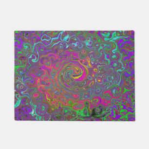 Trippy Hot Pink Abstract Retro Liquid Swirl Doormat