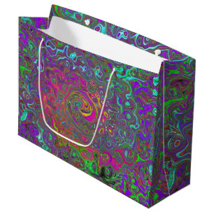 Trippy Hot Pink Abstract Retro Liquid Swirl Large Gift Bag