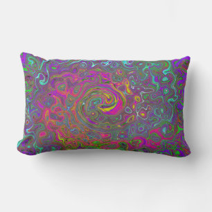 Trippy Hot Pink Abstract Retro Liquid Swirl Lumbar Cushion