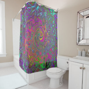 Trippy Hot Pink Abstract Retro Liquid Swirl Shower Curtain